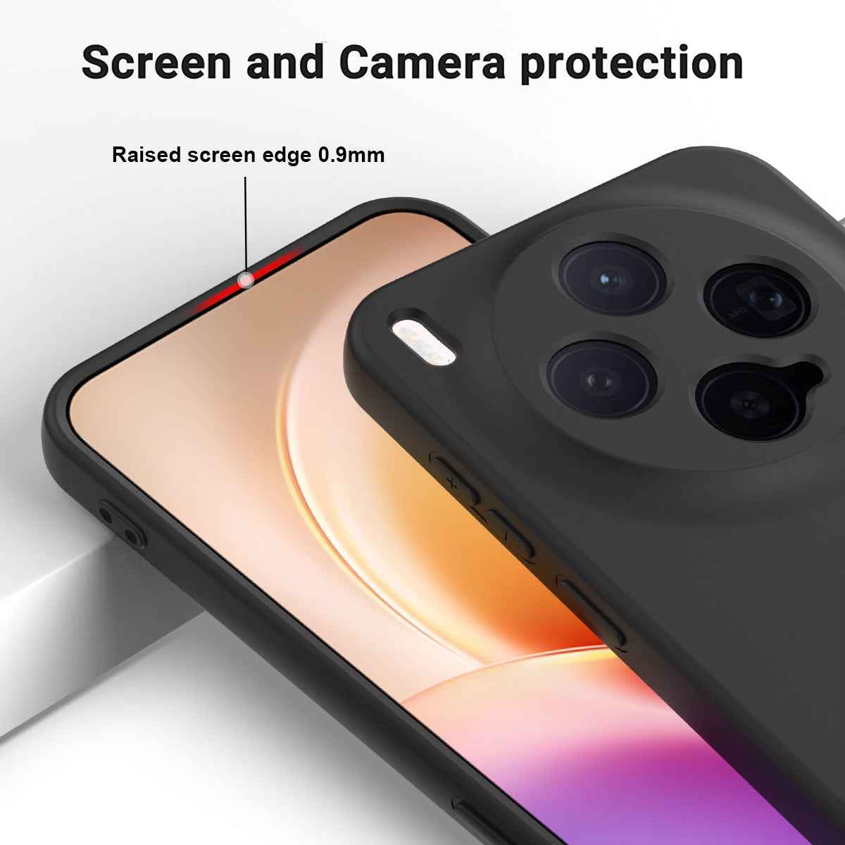 For vivo X300 5G Liquid Silicone Case Phone Back Cover with Hand Strap - Black