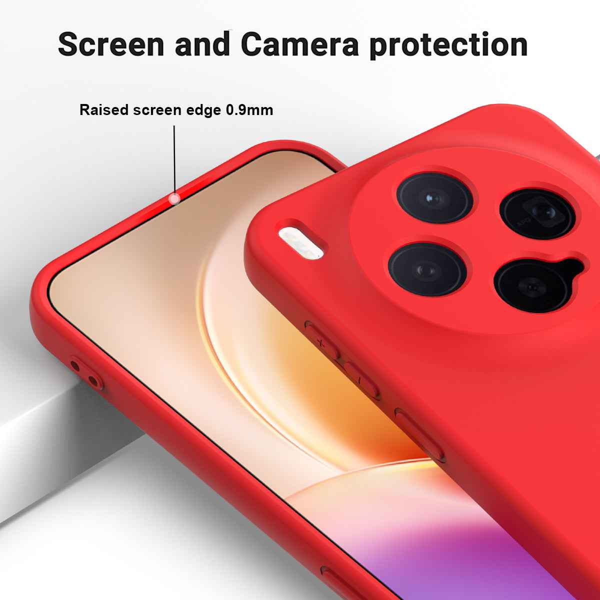 For vivo X300 5G Liquid Silicone Case Phone Back Cover with Hand Strap - Red
