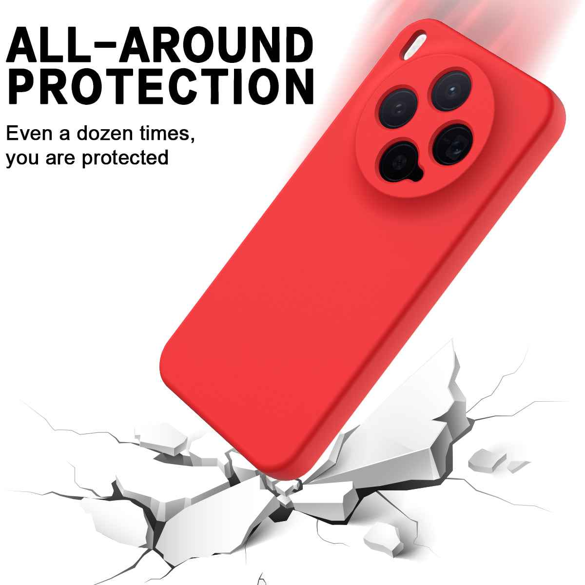 For vivo X300 5G Liquid Silicone Case Phone Back Cover with Hand Strap - Red