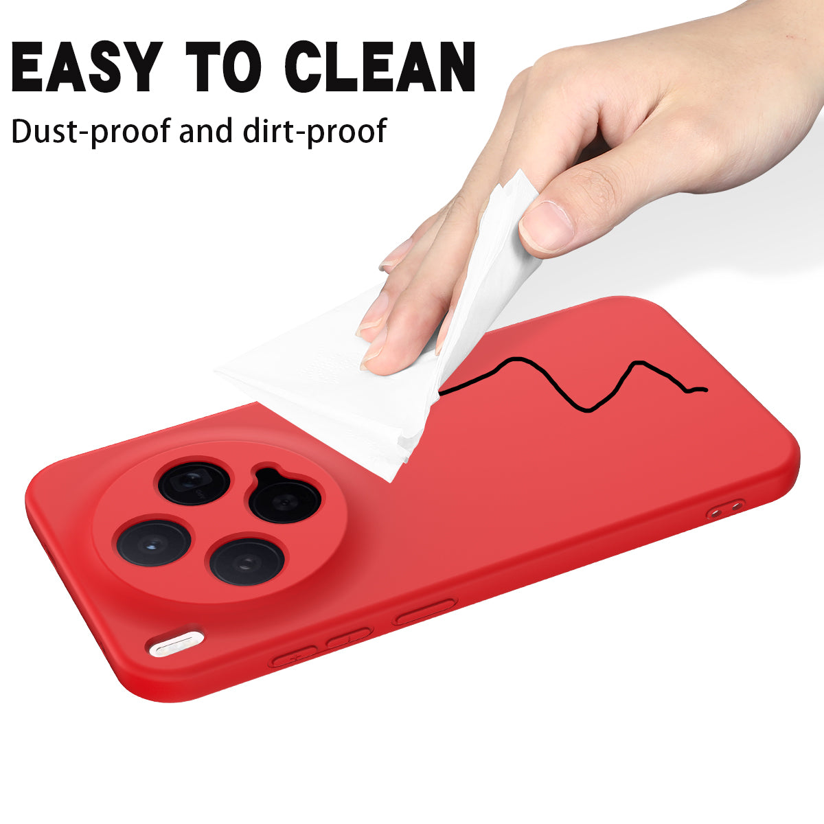 For vivo X300 5G Liquid Silicone Case Phone Back Cover with Hand Strap - Red