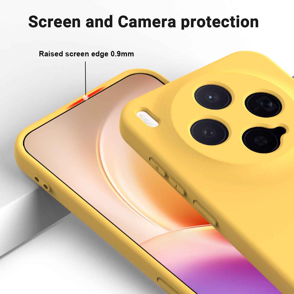 For vivo X300 5G Liquid Silicone Case Phone Back Cover with Hand Strap - Yellow