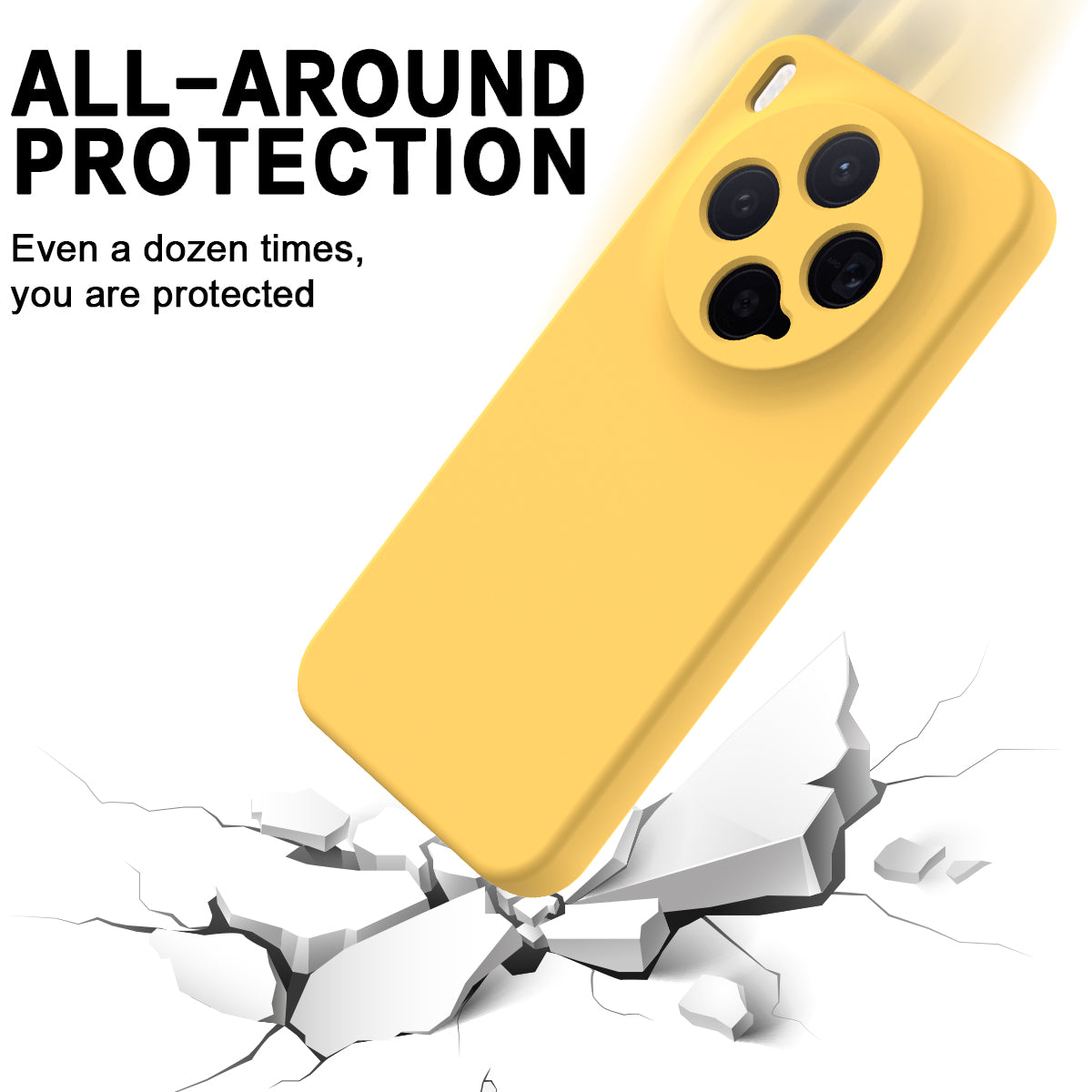 For vivo X300 5G Liquid Silicone Case Phone Back Cover with Hand Strap - Yellow