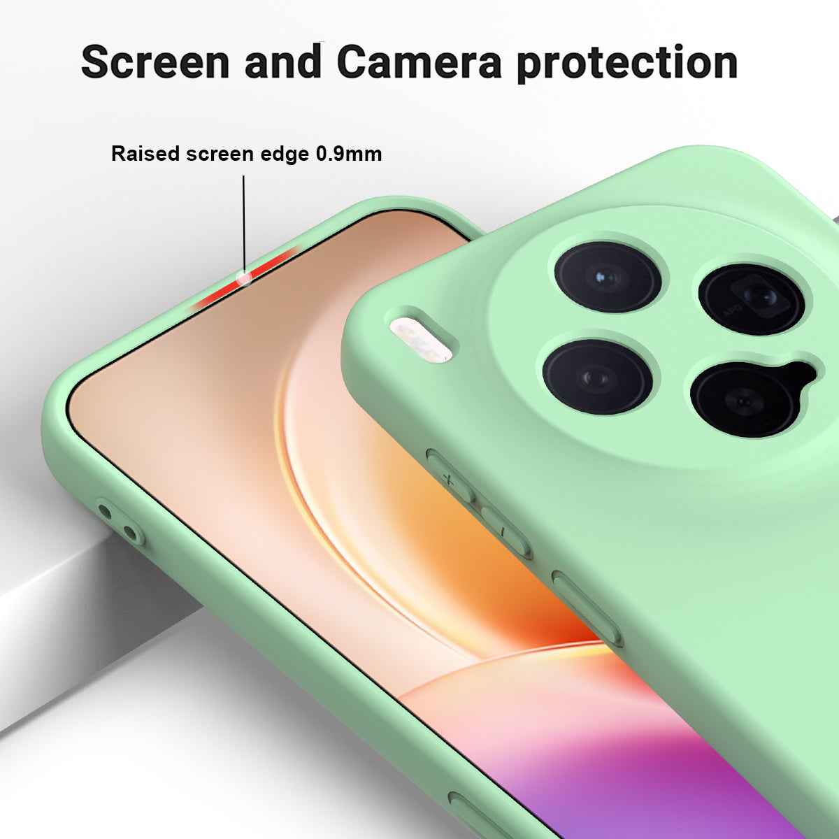 For vivo X300 5G Liquid Silicone Case Phone Back Cover with Hand Strap - Green