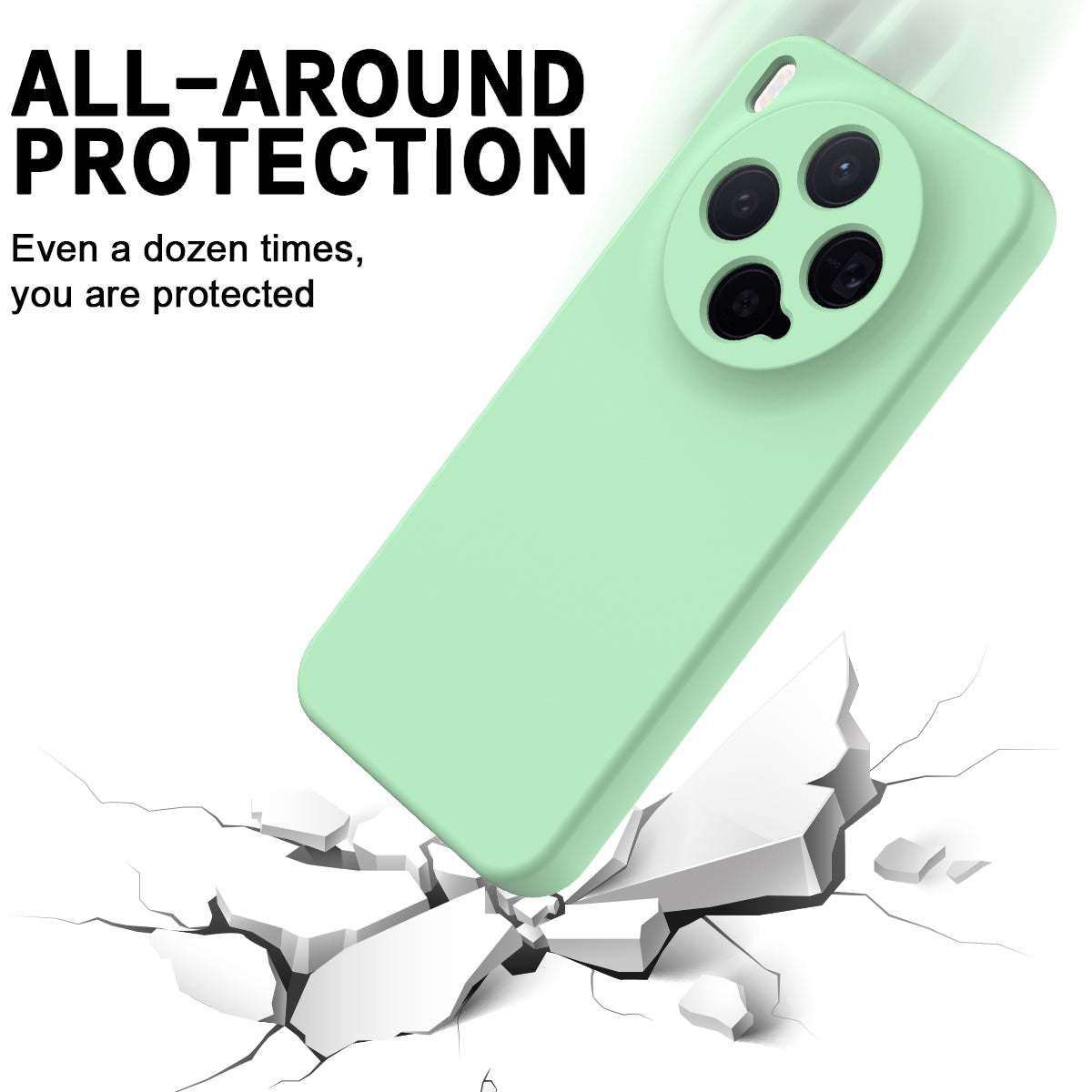 For vivo X300 5G Liquid Silicone Case Phone Back Cover with Hand Strap - Green
