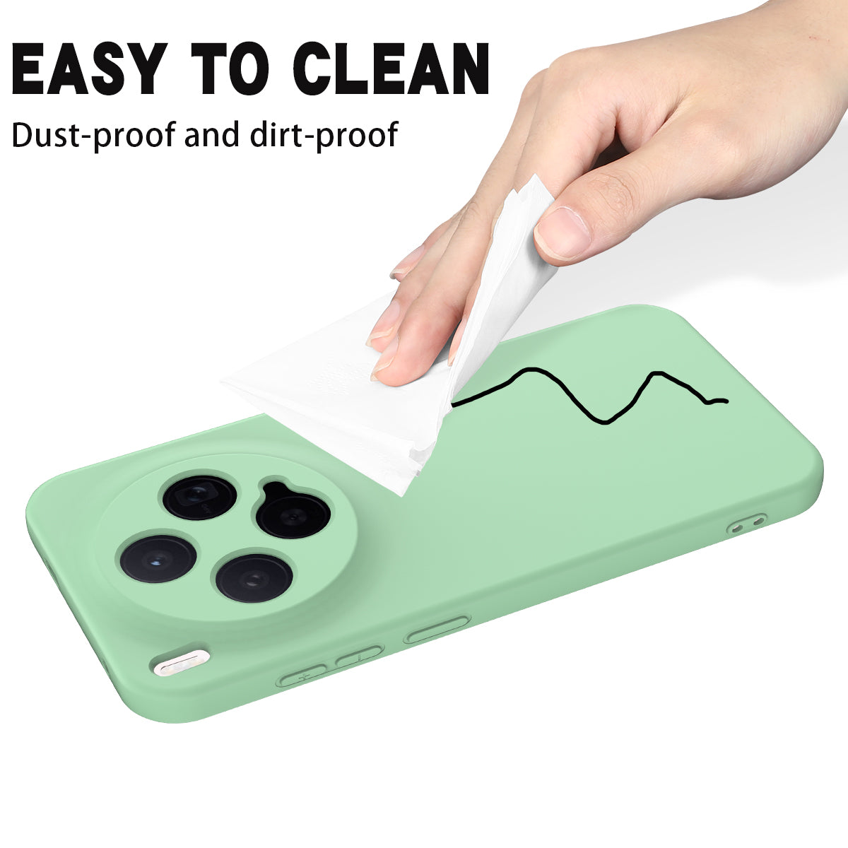 For vivo X300 5G Liquid Silicone Case Phone Back Cover with Hand Strap - Green