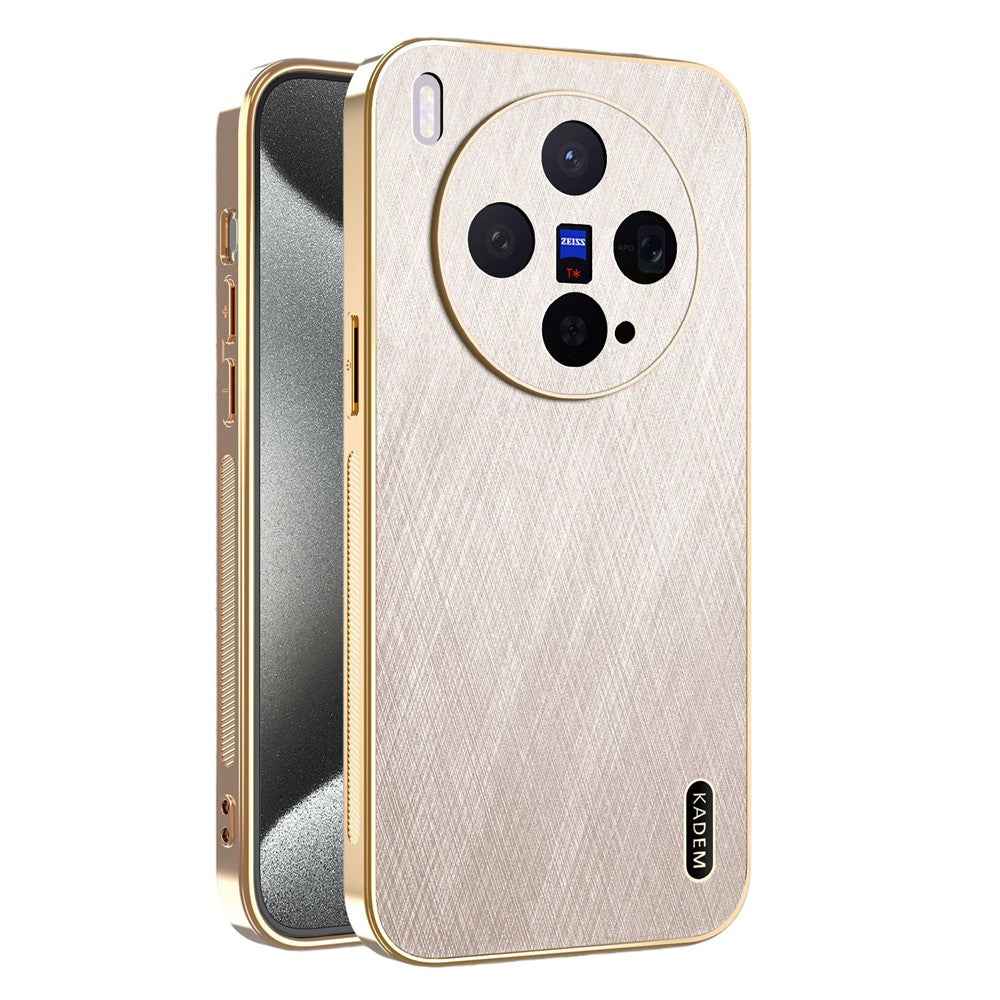 KADEM For vivo X300 5G Case Electroplating Silk Texture PU + TPU Phone Back Cover - Gold