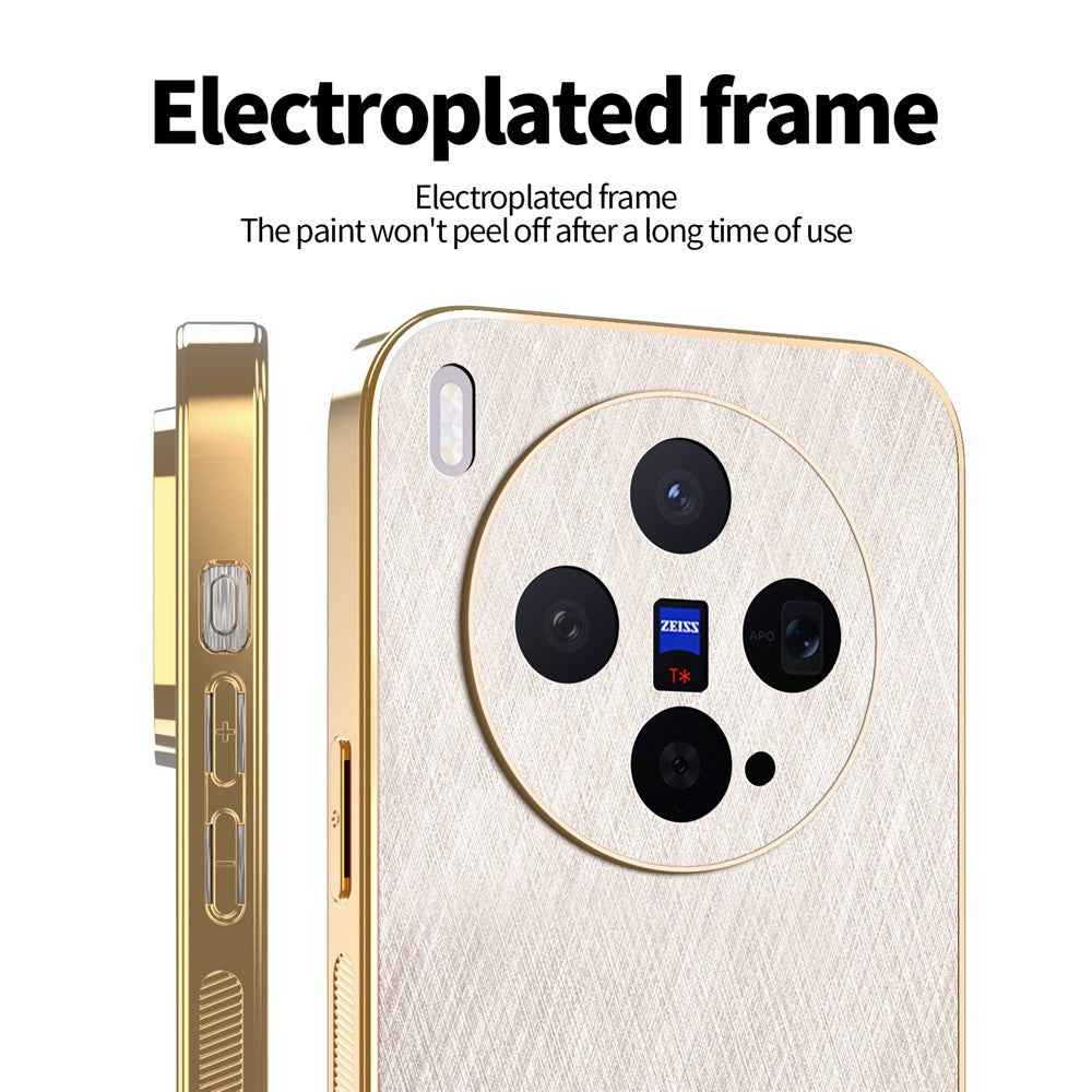 KADEM For vivo X300 5G Case Electroplating Silk Texture PU + TPU Phone Back Cover - Gold