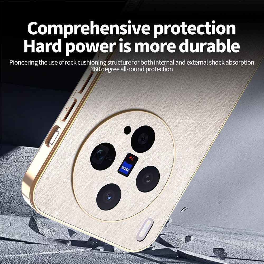 KADEM For vivo X300 5G Case Electroplating Silk Texture PU + TPU Phone Back Cover - Gold