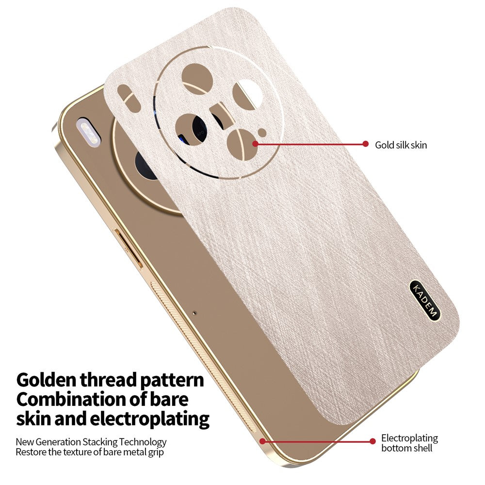 KADEM For vivo X300 5G Case Electroplating Silk Texture PU + TPU Phone Back Cover - Gold