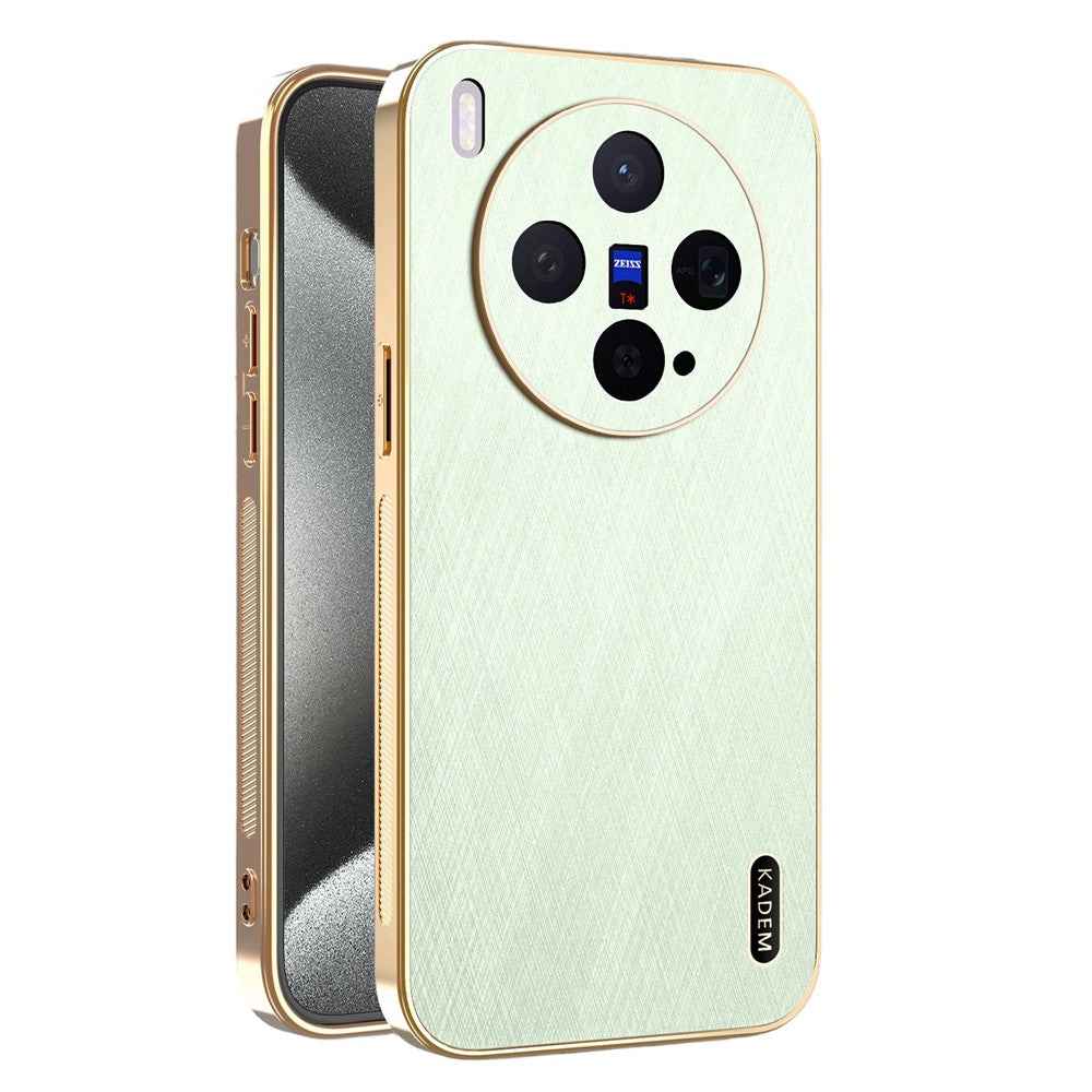KADEM For vivo X300 5G Case Electroplating Silk Texture PU + TPU Phone Back Cover - Green