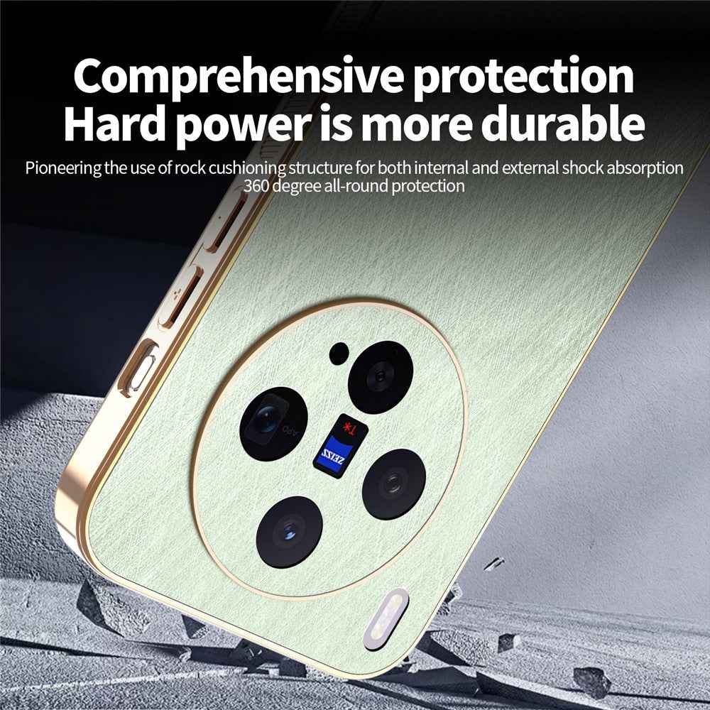 KADEM For vivo X300 5G Case Electroplating Silk Texture PU + TPU Phone Back Cover - Green