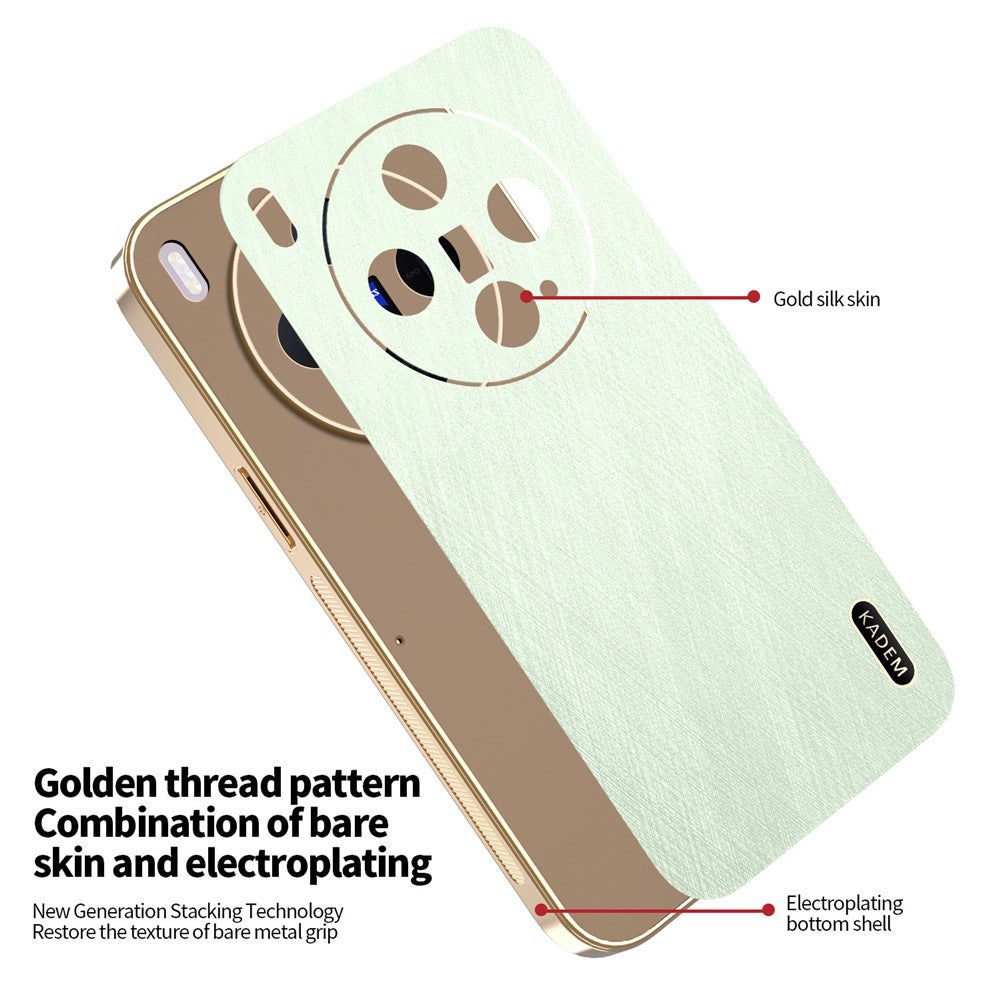 KADEM For vivo X300 5G Case Electroplating Silk Texture PU + TPU Phone Back Cover - Green