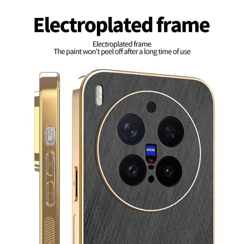 KADEM For vivo X300 Pro 5G Case Electroplating Silk Texture PU + TPU Phone Back Cover - Black