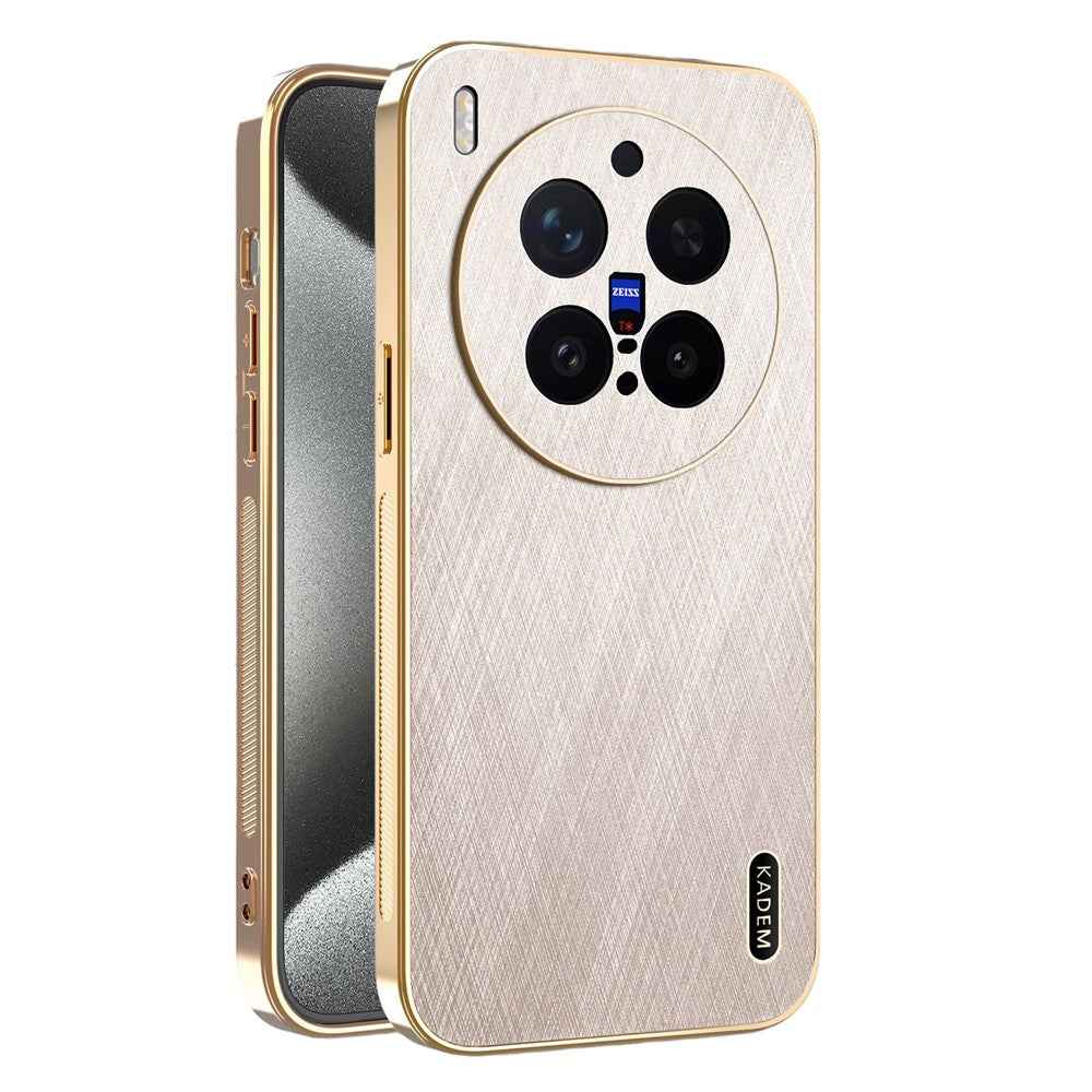 KADEM For vivo X300 Pro 5G Case Electroplating Silk Texture PU + TPU Phone Back Cover - Gold