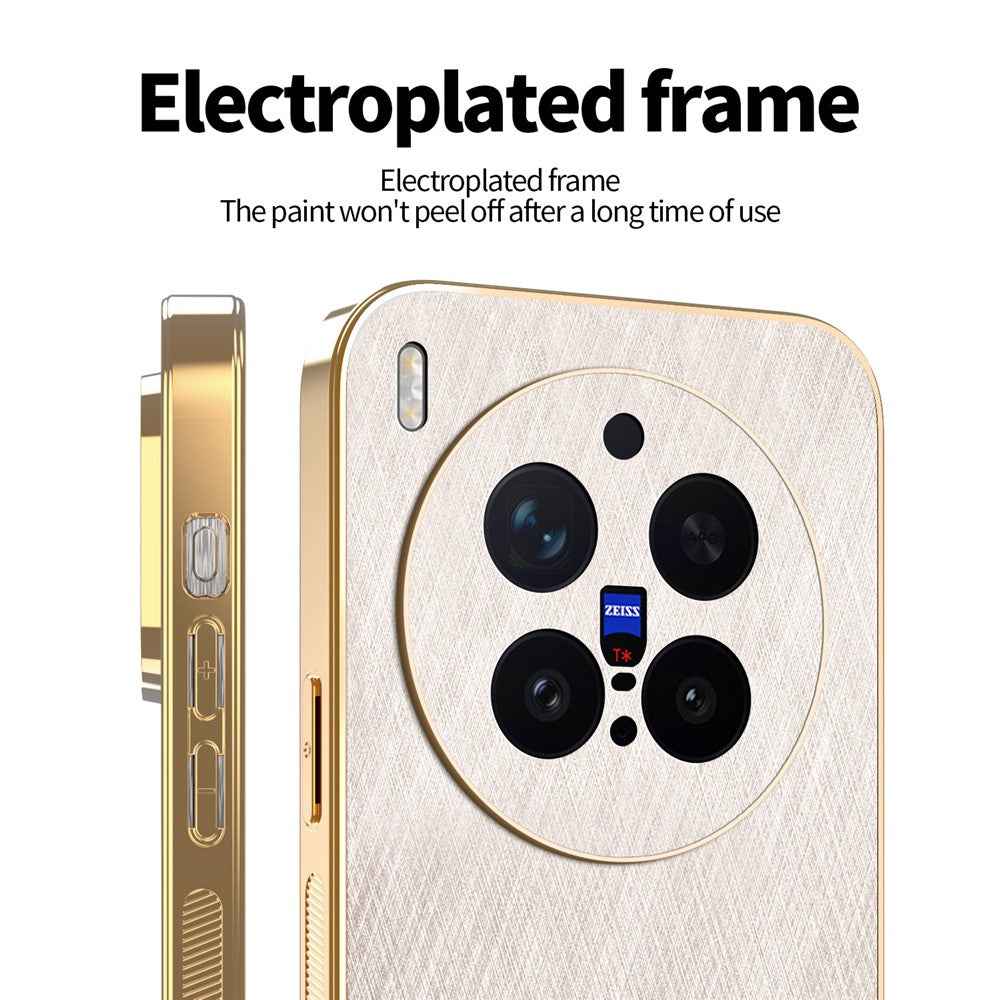 KADEM For vivo X300 Pro 5G Case Electroplating Silk Texture PU + TPU Phone Back Cover - Gold