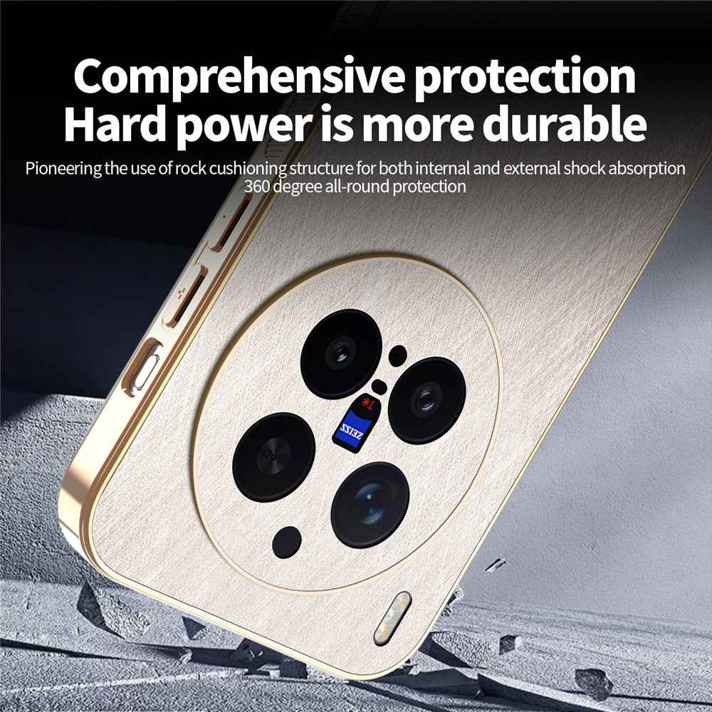 KADEM For vivo X300 Pro 5G Case Electroplating Silk Texture PU + TPU Phone Back Cover - Gold