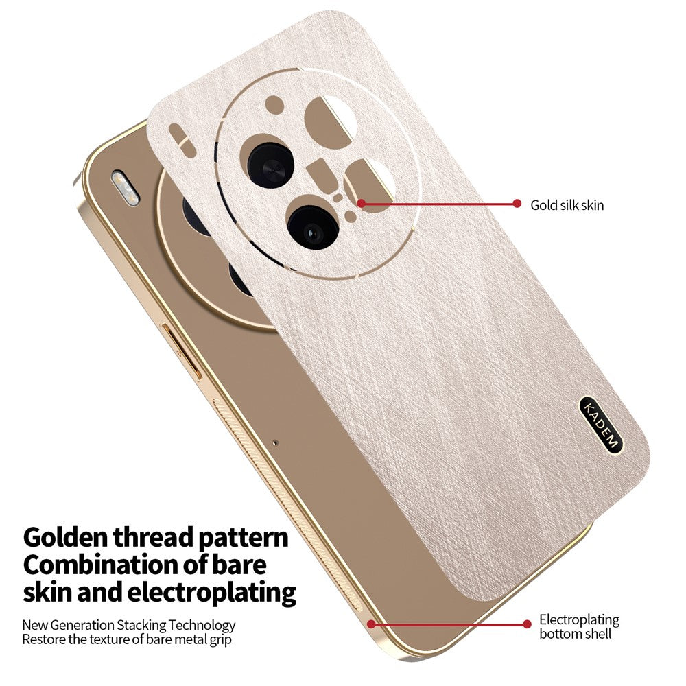 KADEM For vivo X300 Pro 5G Case Electroplating Silk Texture PU + TPU Phone Back Cover - Gold