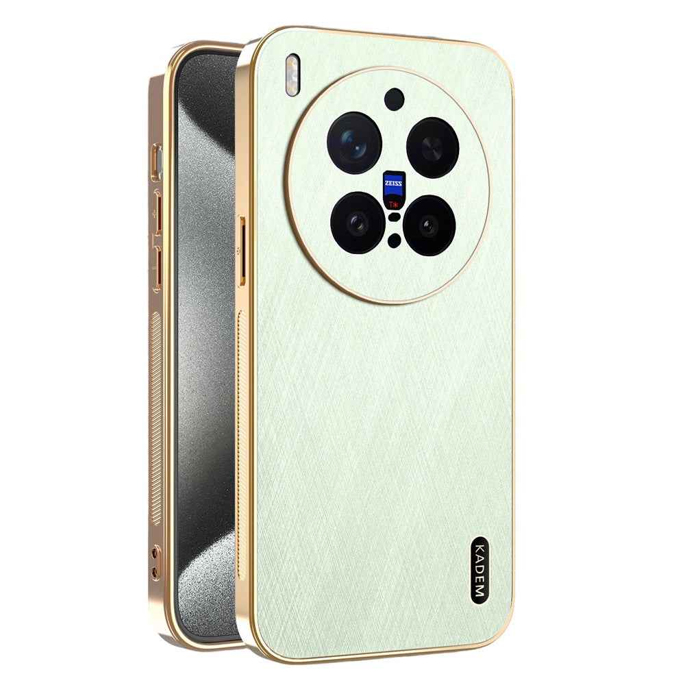 KADEM For vivo X300 Pro 5G Case Electroplating Silk Texture PU + TPU Phone Back Cover - Green