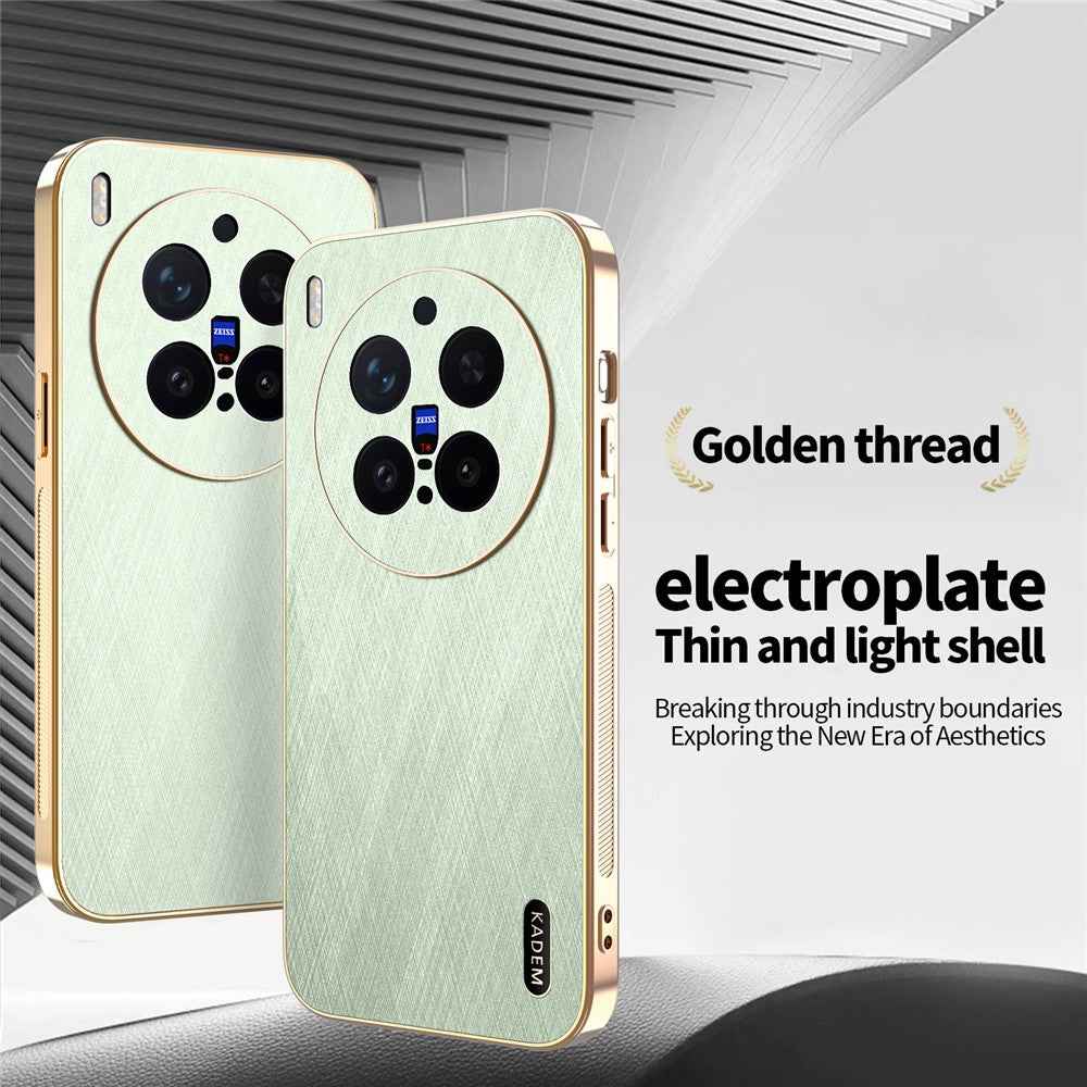 KADEM For vivo X300 Pro 5G Case Electroplating Silk Texture PU + TPU Phone Back Cover - Green