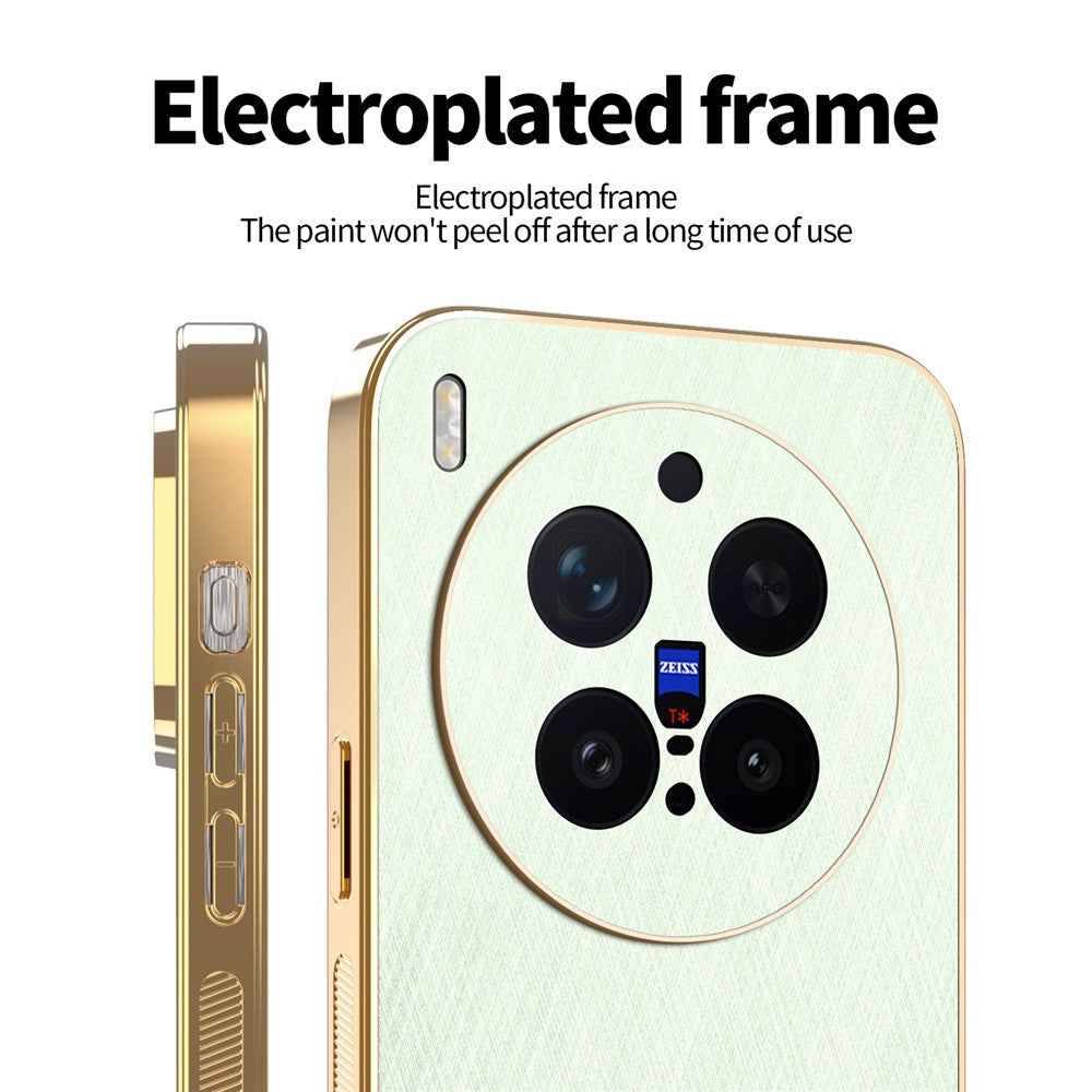 KADEM For vivo X300 Pro 5G Case Electroplating Silk Texture PU + TPU Phone Back Cover - Green