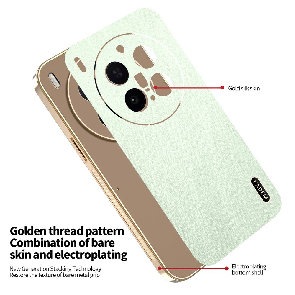 KADEM For vivo X300 Pro 5G Case Electroplating Silk Texture PU + TPU Phone Back Cover - Green