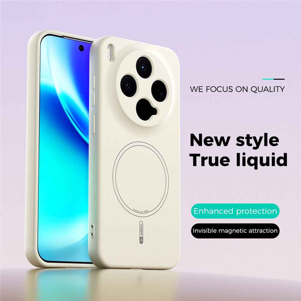 ABEEL For vivo X300 5G Magnetic Case Skin Touch Liquid Silicone Phone Back Cover - Beige