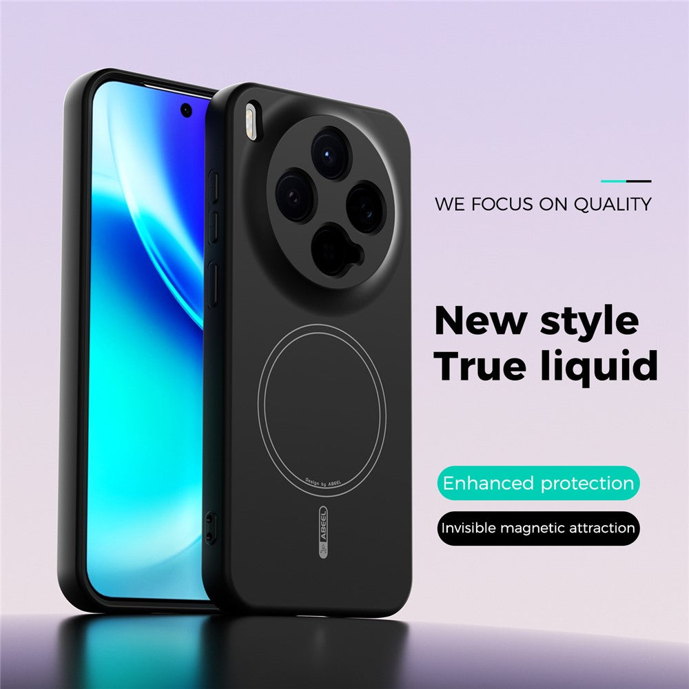 ABEEL For vivo X300 5G Magnetic Case Skin Touch Liquid Silicone Phone Back Cover - Black