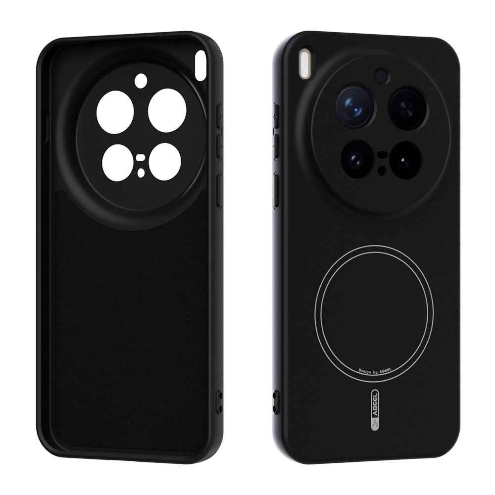 ABEEL For vivo X300 Pro 5G Magnetic Case Skin Touch Liquid Silicone Phone Back Cover - Black