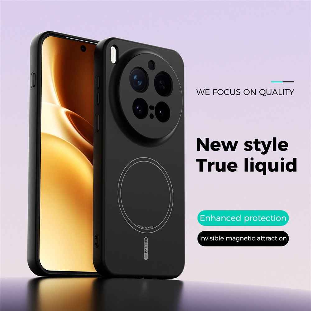 ABEEL For vivo X300 Pro 5G Magnetic Case Skin Touch Liquid Silicone Phone Back Cover - Black