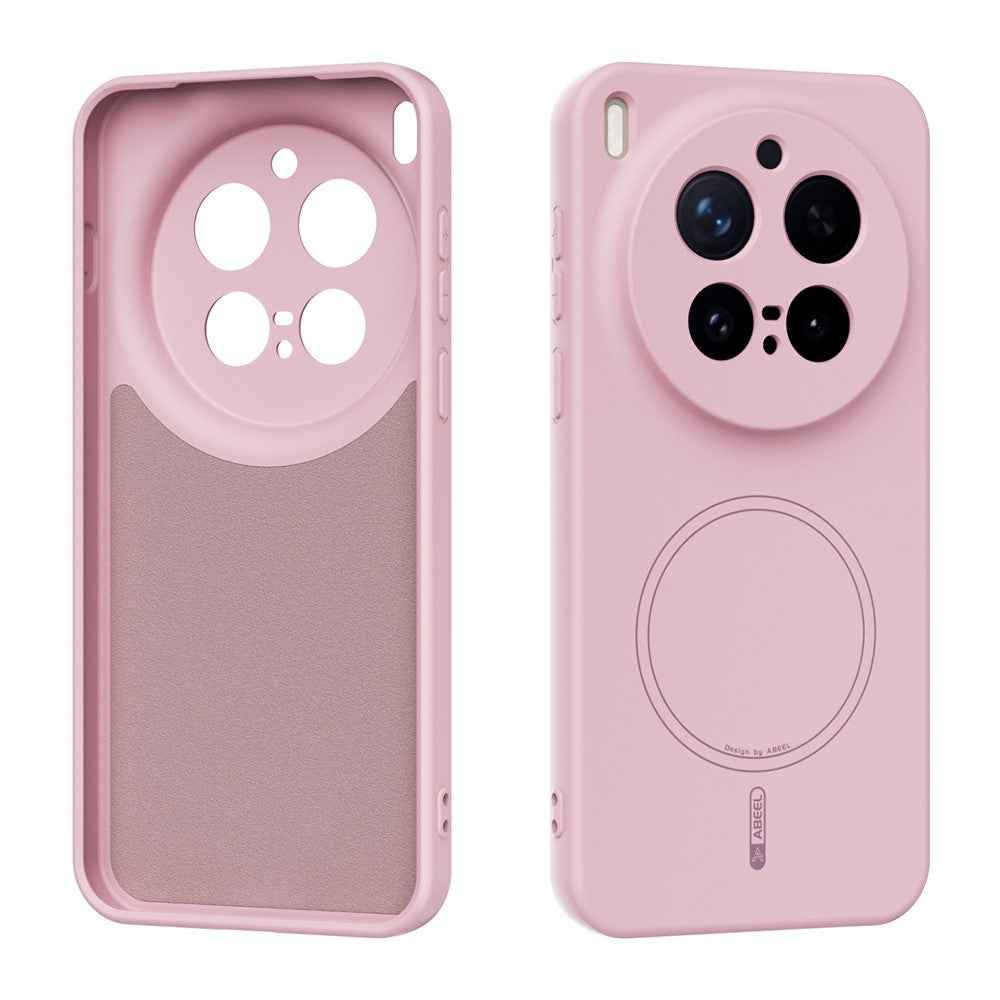 ABEEL For vivo X300 Pro 5G Magnetic Case Skin Touch Liquid Silicone Phone Back Cover - Pink