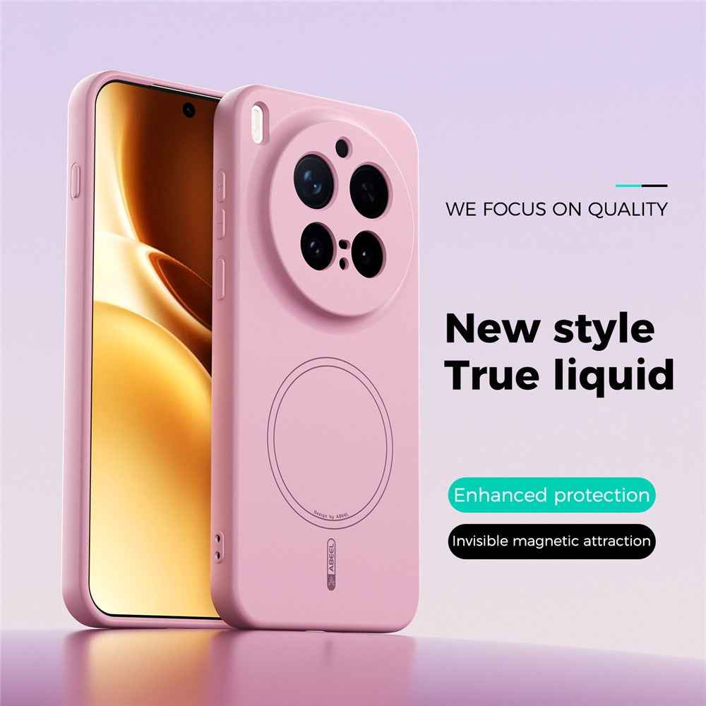 ABEEL For vivo X300 Pro 5G Magnetic Case Skin Touch Liquid Silicone Phone Back Cover - Pink