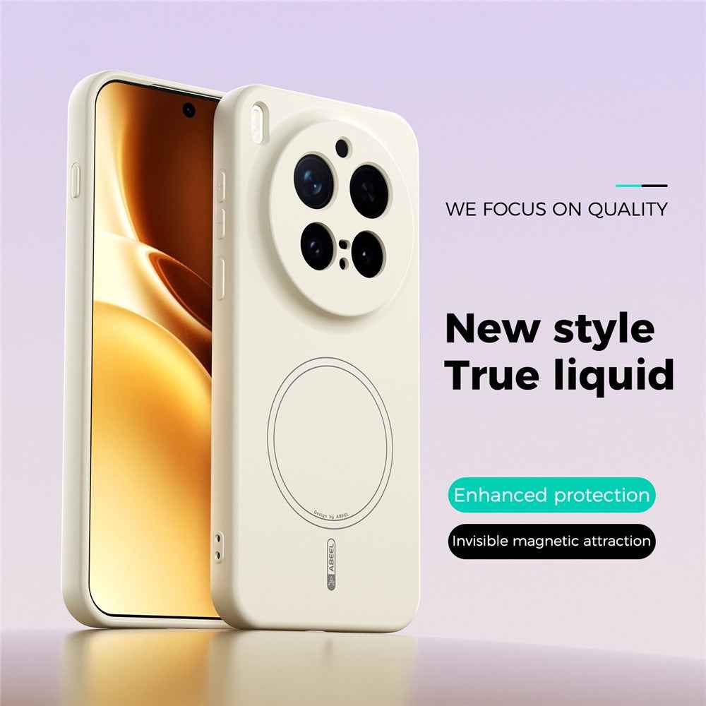 ABEEL For vivo X300 Pro 5G Magnetic Case Skin Touch Liquid Silicone Phone Back Cover - Beige