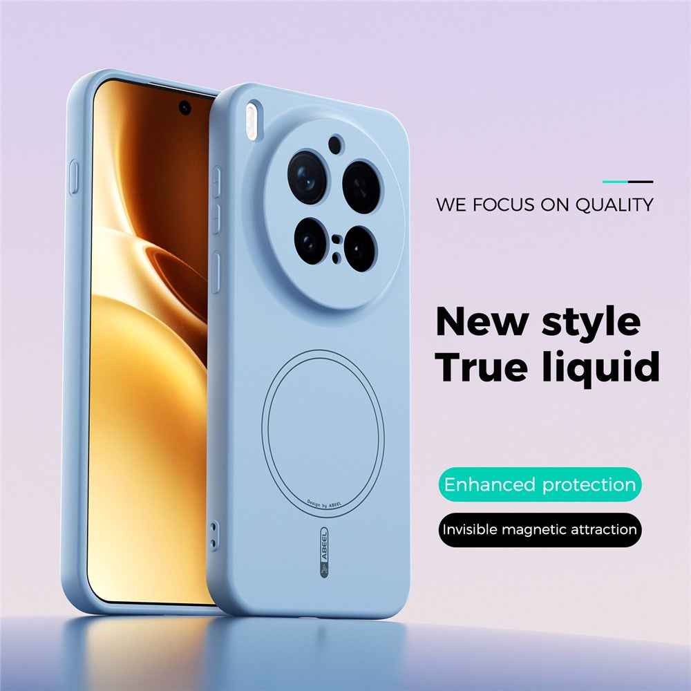 ABEEL For vivo X300 Pro 5G Magnetic Case Skin Touch Liquid Silicone Phone Back Cover - Sky Blue