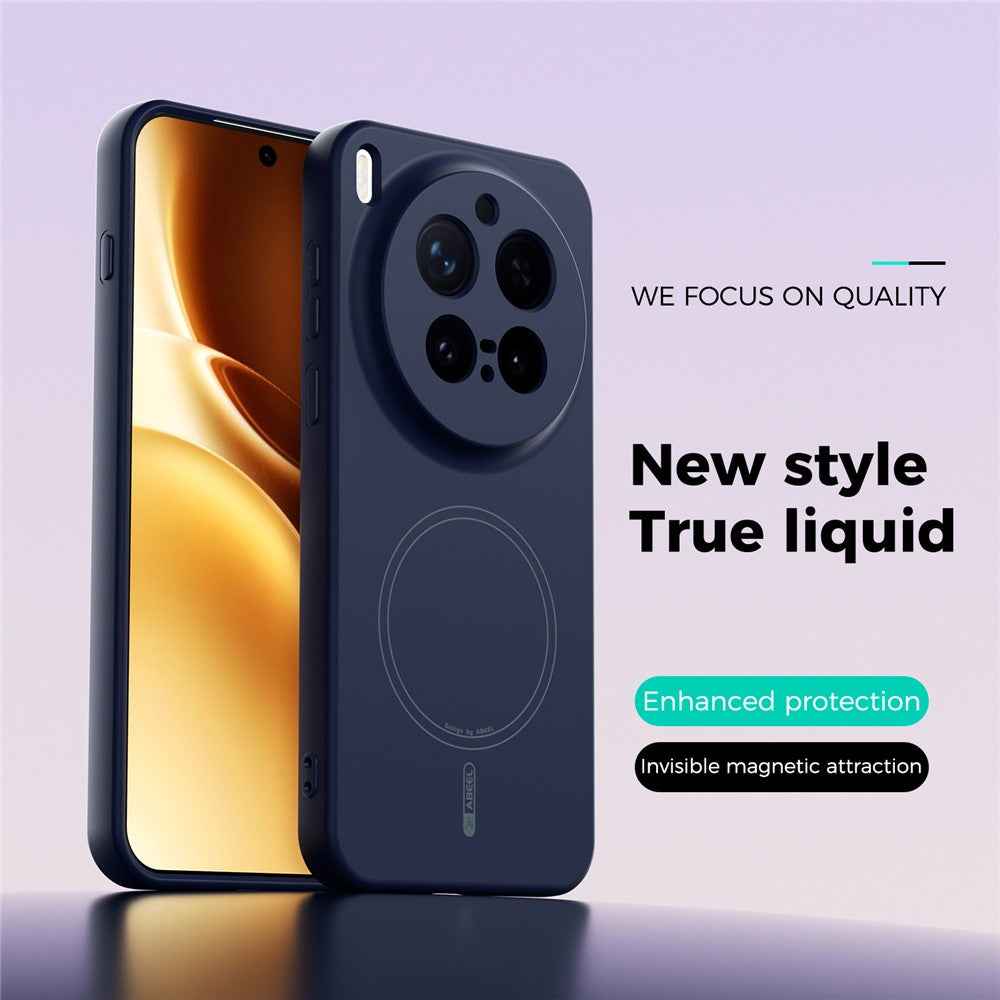 ABEEL For vivo X300 Pro 5G Magnetic Case Skin Touch Liquid Silicone Phone Back Cover - Dark Blue
