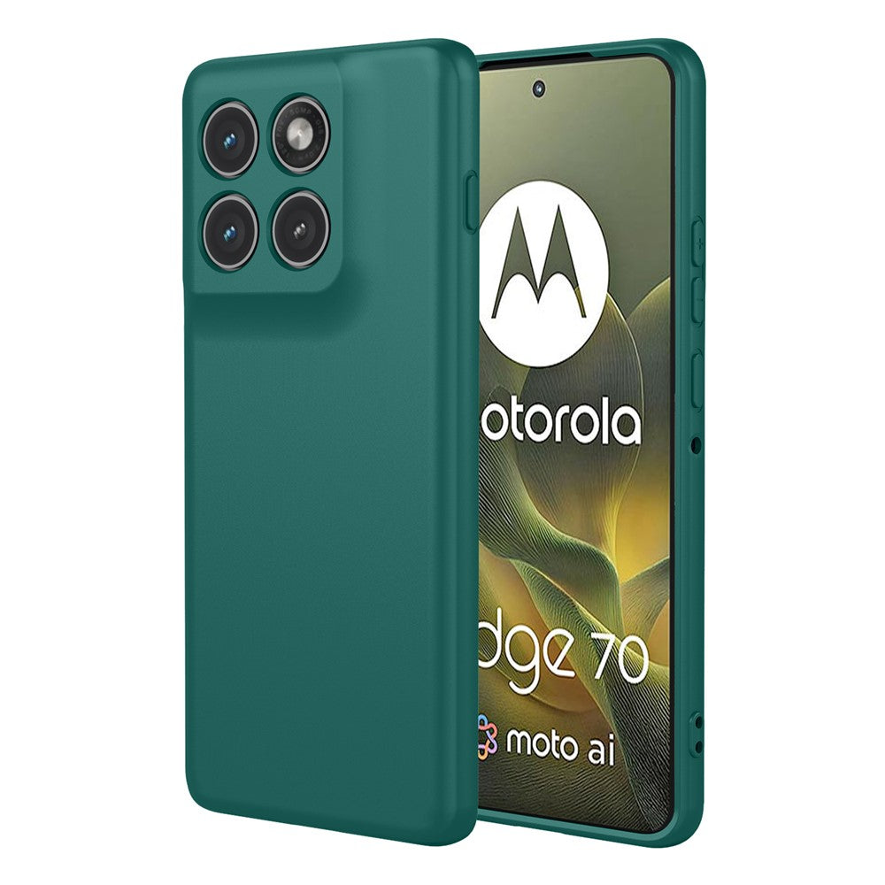 For Motorola Edge 70 5G Case Liquid Silicone Feel Soft TPU Protective Phone Cover - Blackish Green
