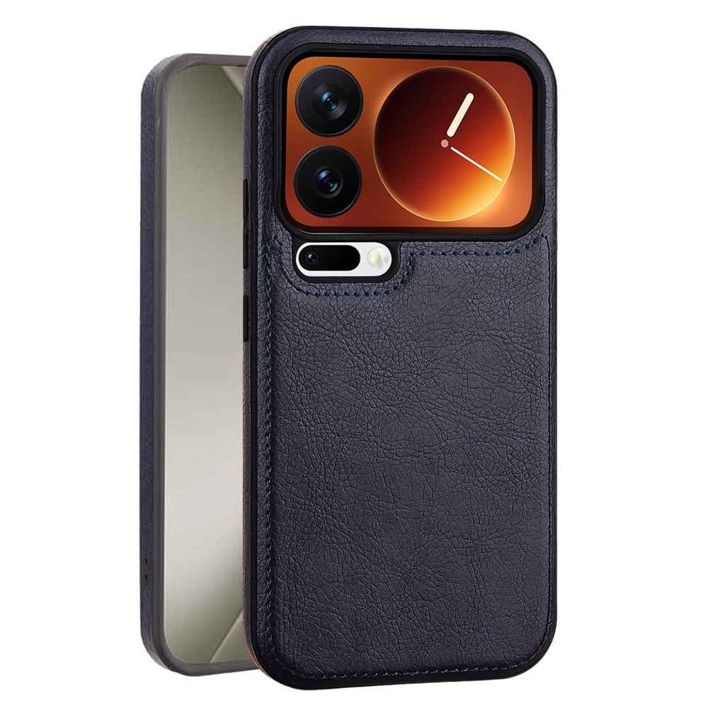 For Xiaomi 17 Pro Case PU Leather Coated PC + Silicone Phone Cover - Blue