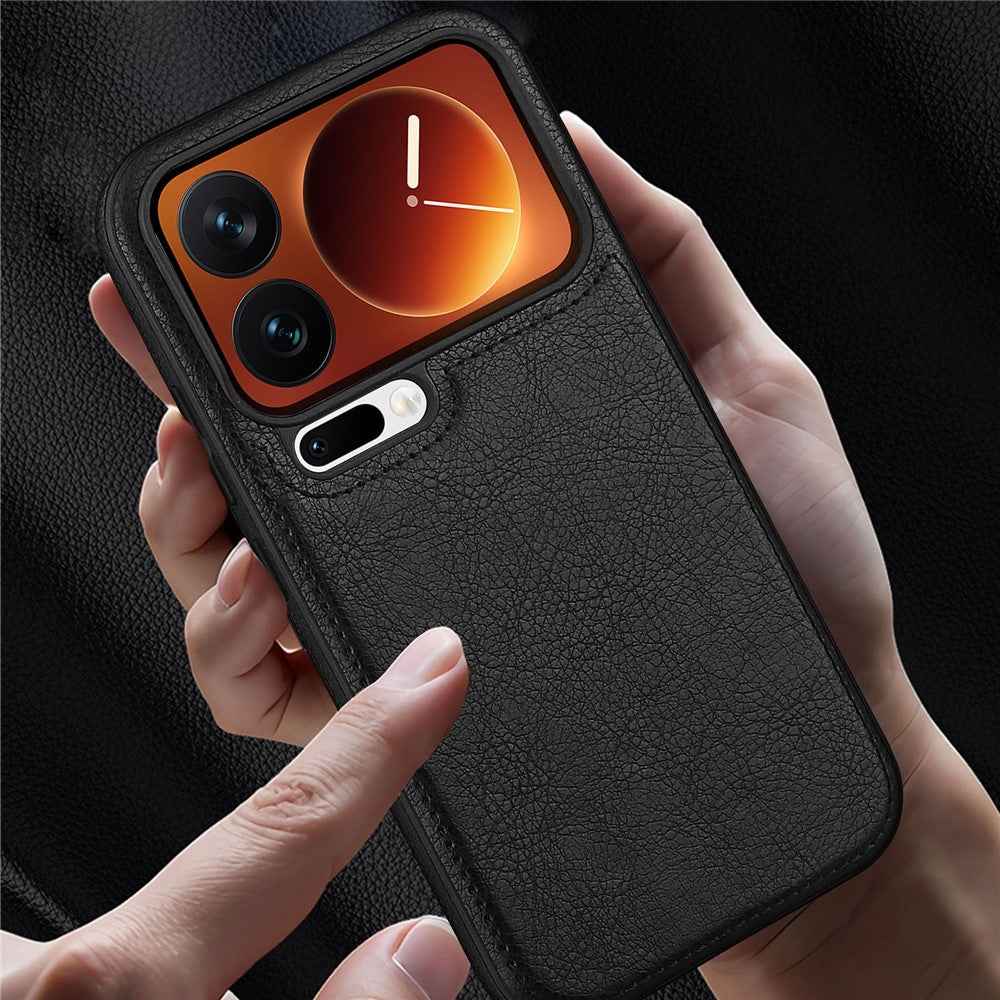 For Xiaomi 17 Pro Case PU Leather Coated PC + Silicone Phone Cover - Red