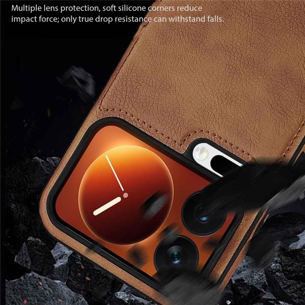 For Xiaomi 17 Pro Case PU Leather Coated PC + Silicone Phone Cover - Red