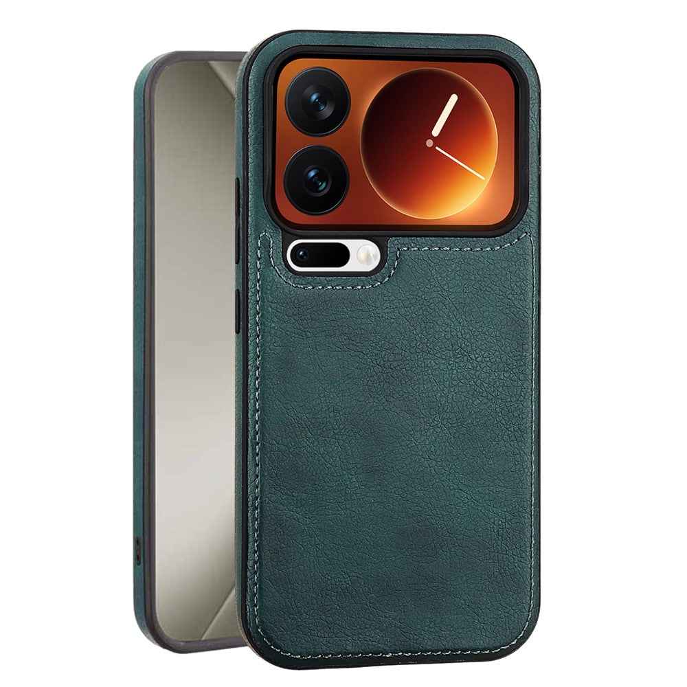 For Xiaomi 17 Pro Case PU Leather Coated PC + Silicone Phone Cover - Green
