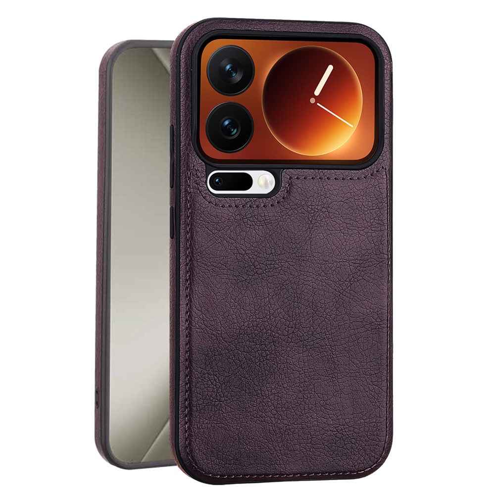 For Xiaomi 17 Pro Case PU Leather Coated PC + Silicone Phone Cover - Purple