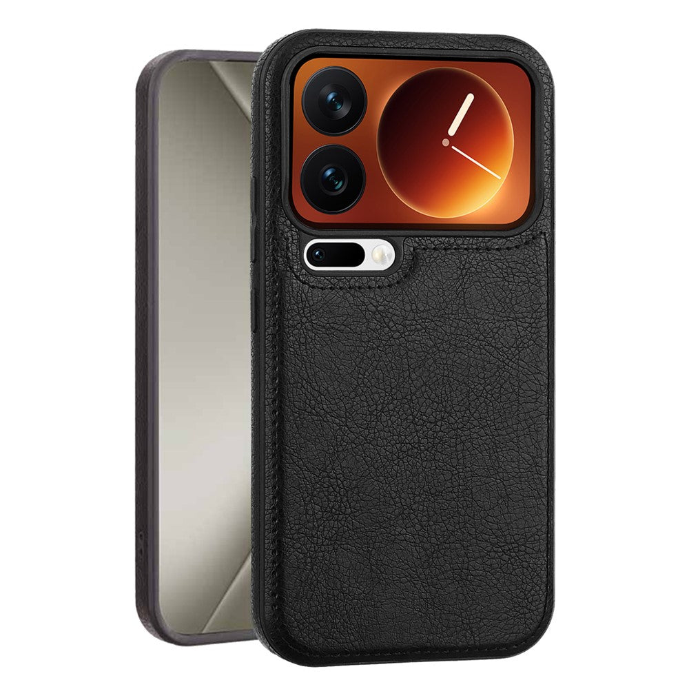 For Xiaomi 17 Pro Max Case PU Leather Coated PC + Silicone Phone Cover - Black