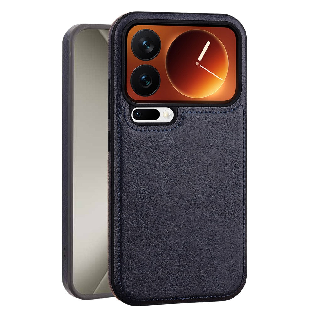 For Xiaomi 17 Pro Max Case PU Leather Coated PC + Silicone Phone Cover - Blue