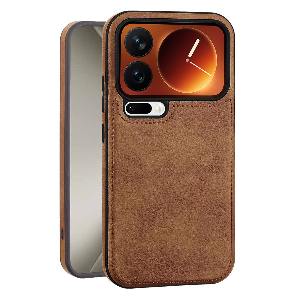 For Xiaomi 17 Pro Max Case PU Leather Coated PC + Silicone Phone Cover - Brown