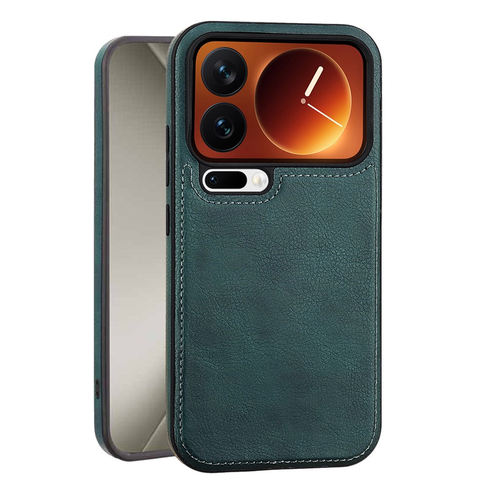 For Xiaomi 17 Pro Max Case PU Leather Coated PC + Silicone Phone Cover - Green