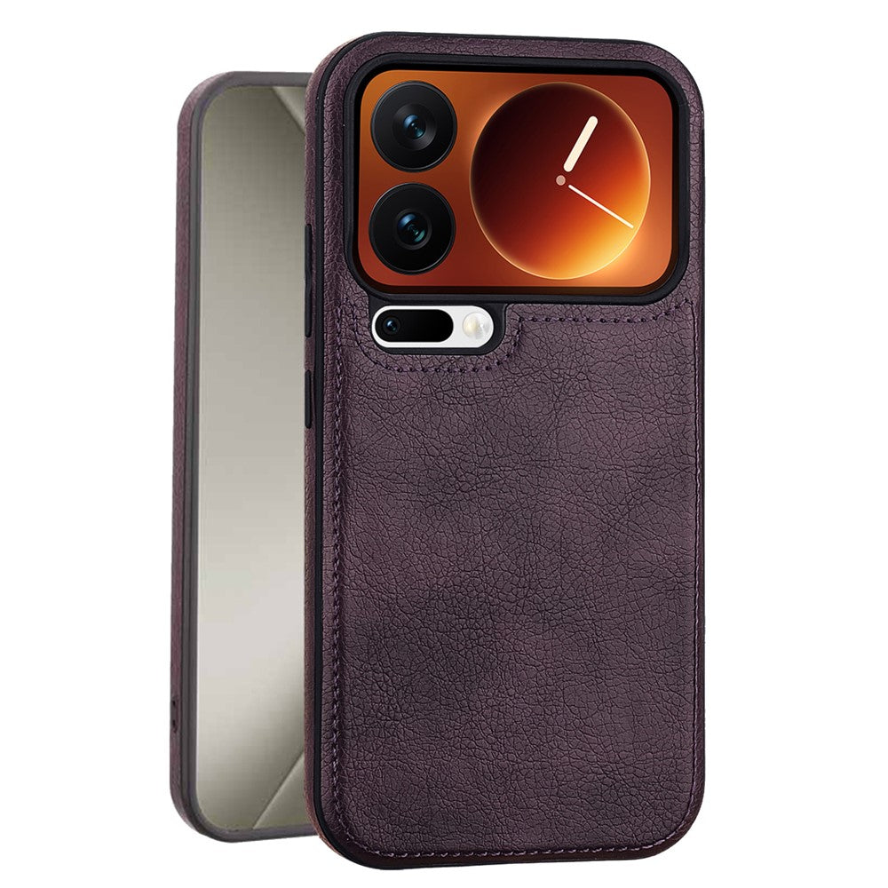 For Xiaomi 17 Pro Max Case PU Leather Coated PC + Silicone Phone Cover - Purple
