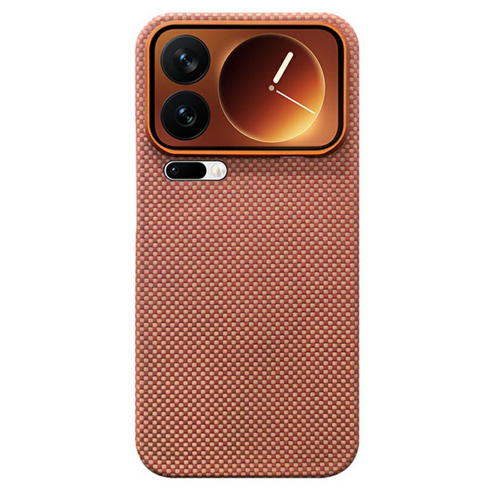 For Xiaomi 17 Pro Max Magnetic Case Aramid Fiber Phone Cover with Metal Lens Frame - Orange