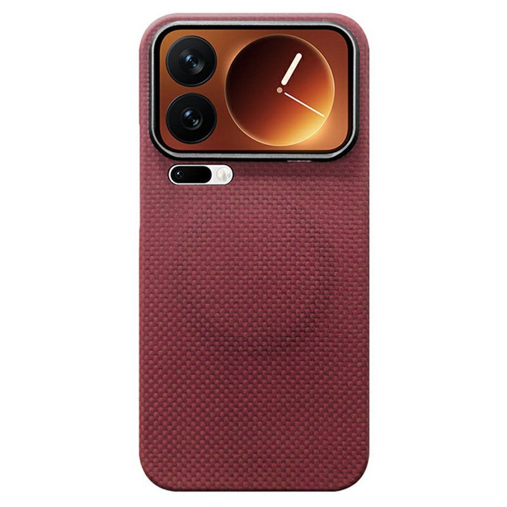 For Xiaomi 17 Pro Max Magnetic Case Aramid Fiber Phone Cover with Metal Lens Frame - Red