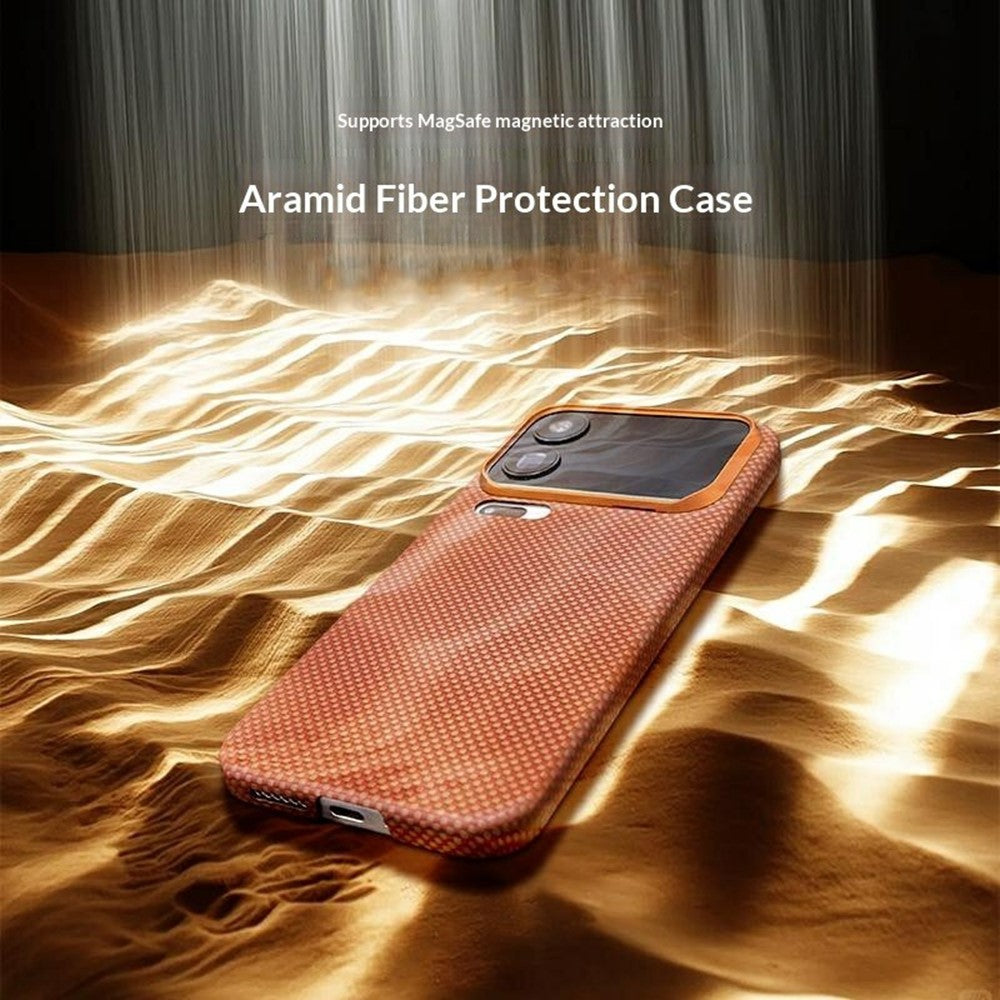 For Xiaomi 17 Pro Max Magnetic Case Aramid Fiber Phone Cover with Metal Lens Frame - Red