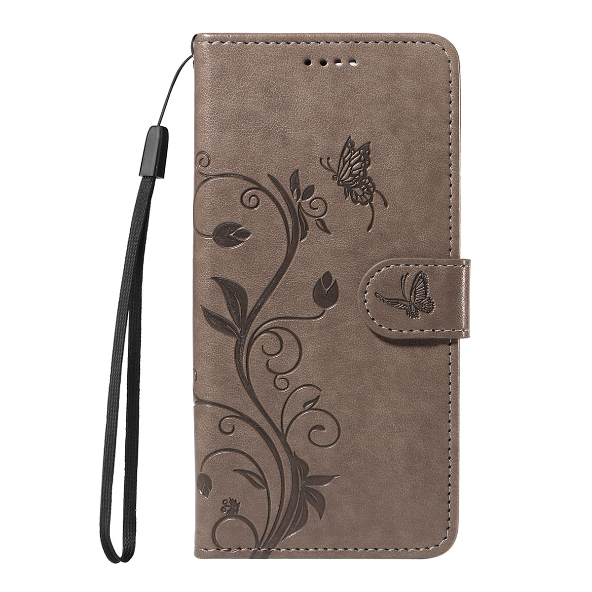 For Motorola Edge 70 5G PU Leather Cases Flower Pattern Wallet Stand Phone Cover with Strap - Grey