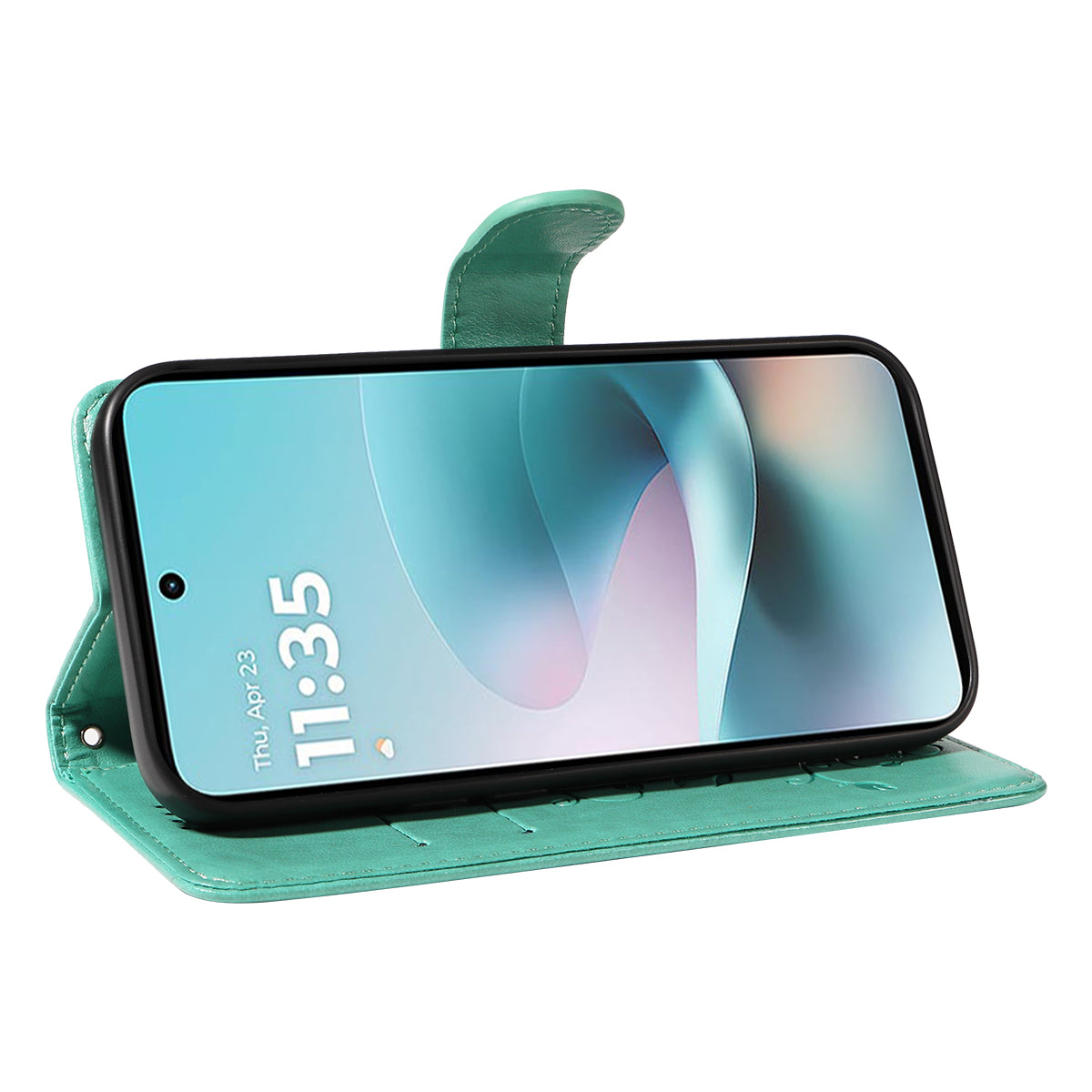 For Motorola Moto G57 Power 5G / Motorola Moto G100 5G (2025) / Motorola Moto G67 Power 5G PU Leather Cases Flower Pattern Wallet Stand Phone Cover with Strap - Green